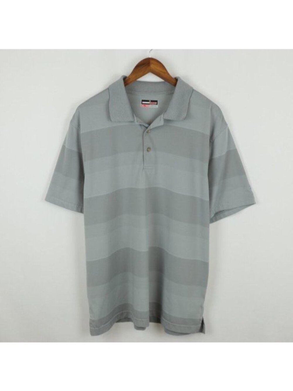 Grand Slam Men's Extra Large Gray Striped Quick Dry Short Sleeve Polo Shirt